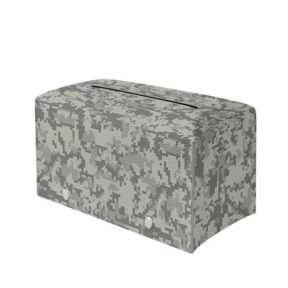 Tan Digital Camo Pattern Print Leather Tissue Box Cover