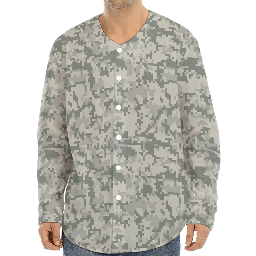 Tan Digital Camo Pattern Print Long Sleeve Baseball Jersey