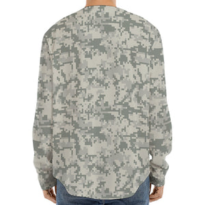 Tan Digital Camo Pattern Print Long Sleeve Baseball Jersey