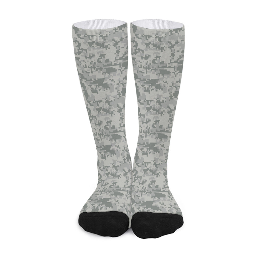 Tan Digital Camo Pattern Print Long Socks