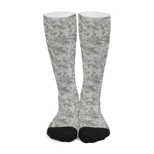 Tan Digital Camo Pattern Print Long Socks
