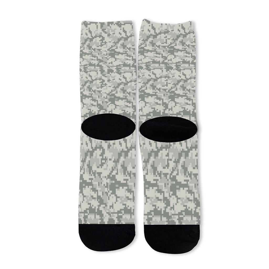 Tan Digital Camo Pattern Print Long Socks