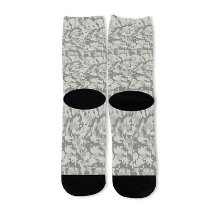 Tan Digital Camo Pattern Print Long Socks