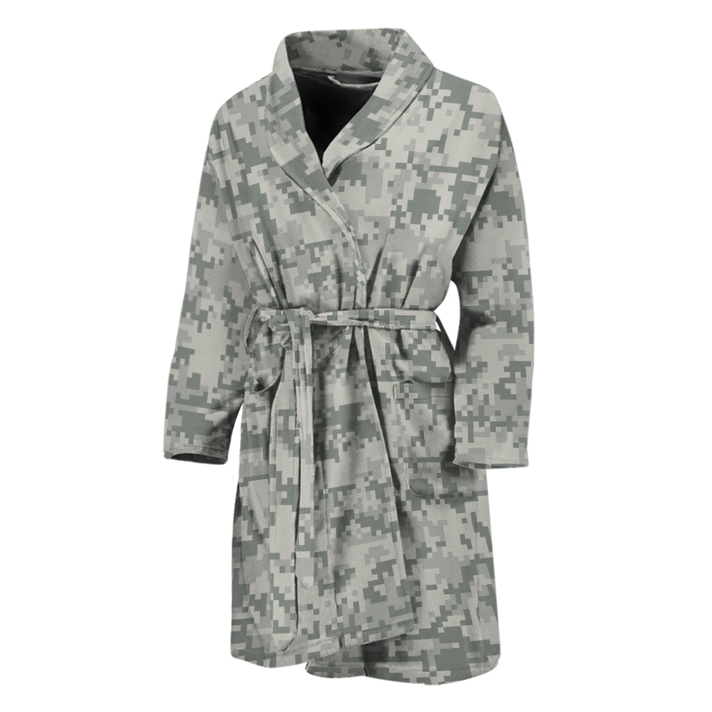 Tan Digital Camo Pattern Print Men's Bathrobe