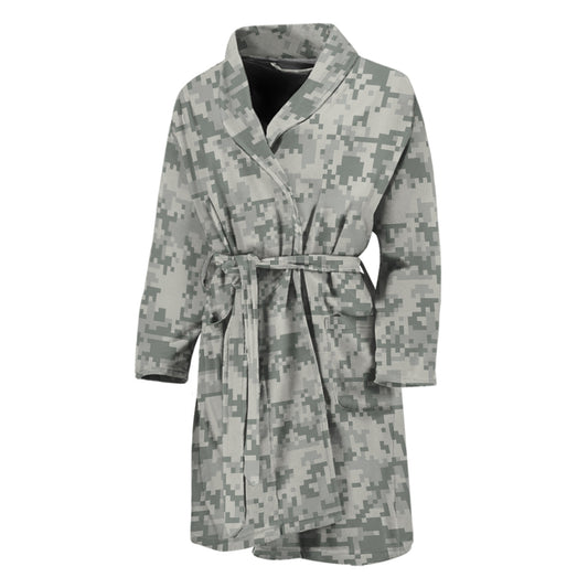 Tan Digital Camo Pattern Print Men's Bathrobe