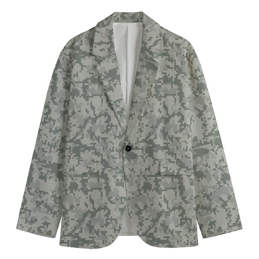 Tan Digital Camo Pattern Print Men's Blazer