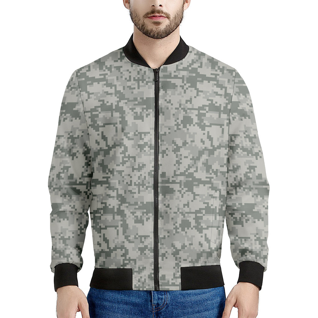 Tan Digital Camo Pattern Print Men's Bomber Jacket