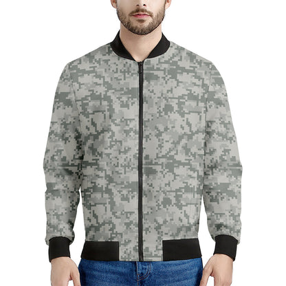 Tan Digital Camo Pattern Print Men's Bomber Jacket