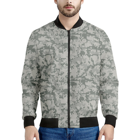 Tan Digital Camo Pattern Print Men's Bomber Jacket
