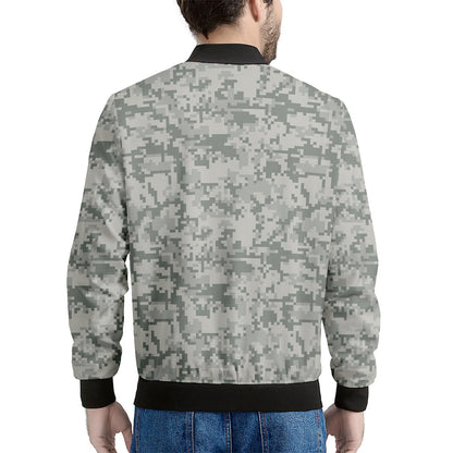 Tan Digital Camo Pattern Print Men's Bomber Jacket