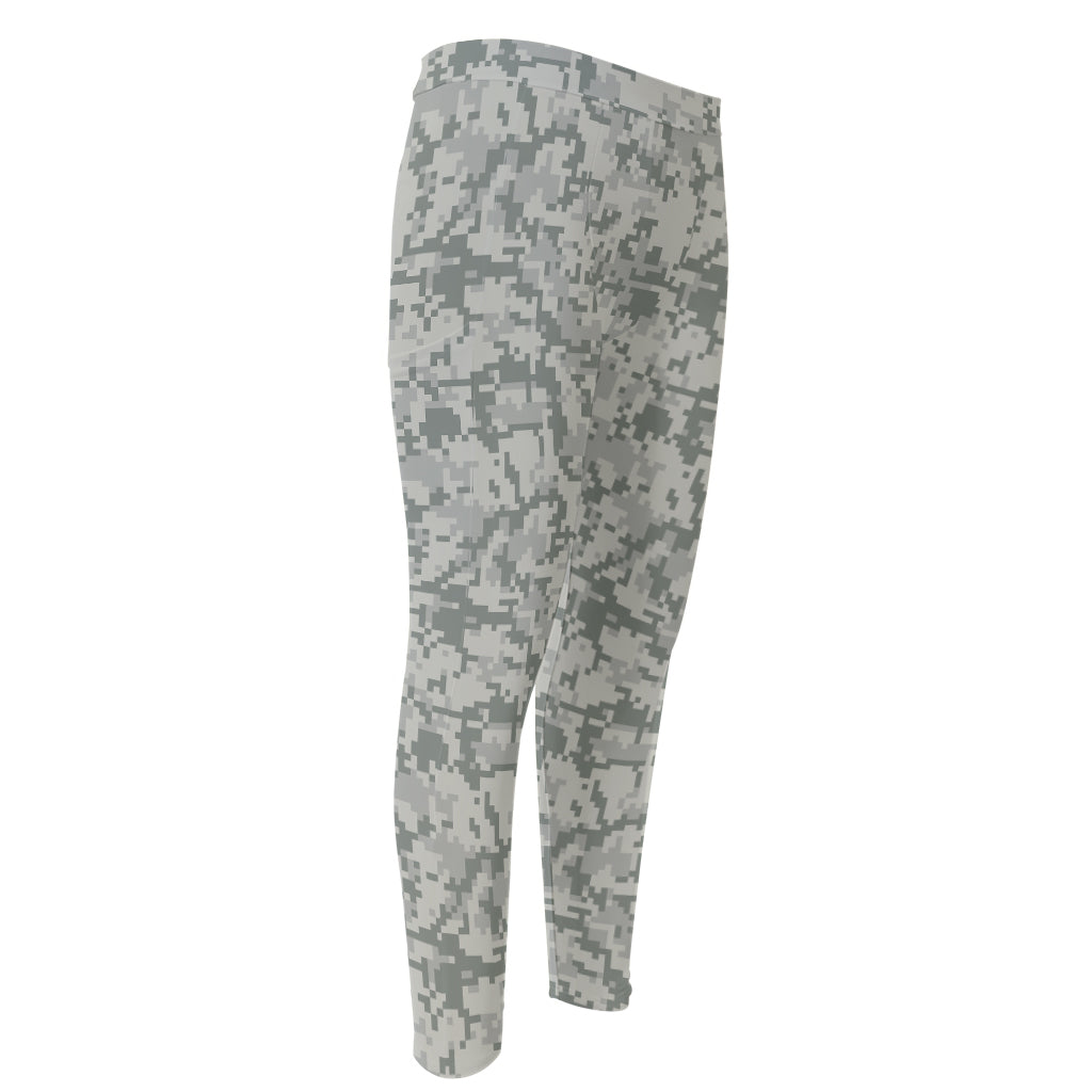 Tan Digital Camo Pattern Print Men's Compression Pants