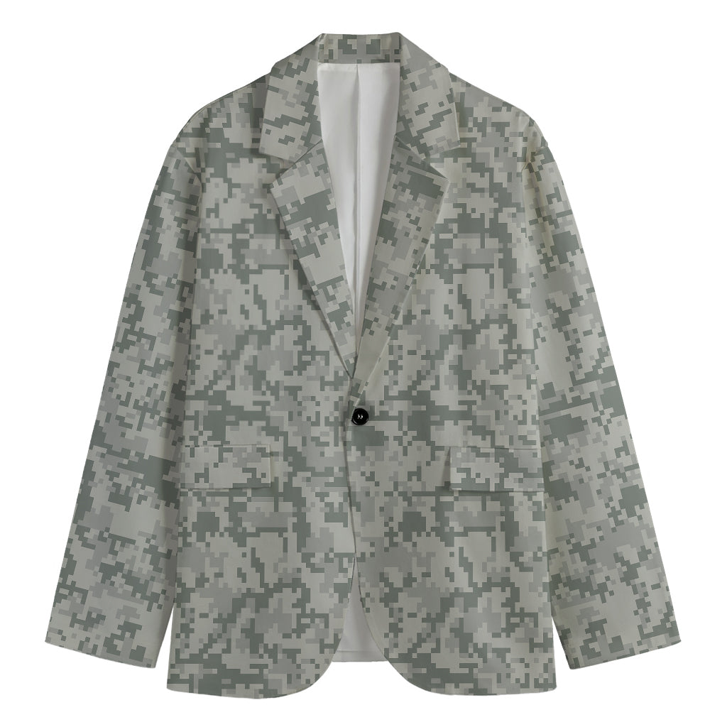 Tan Digital Camo Pattern Print Men's Cotton Blazer