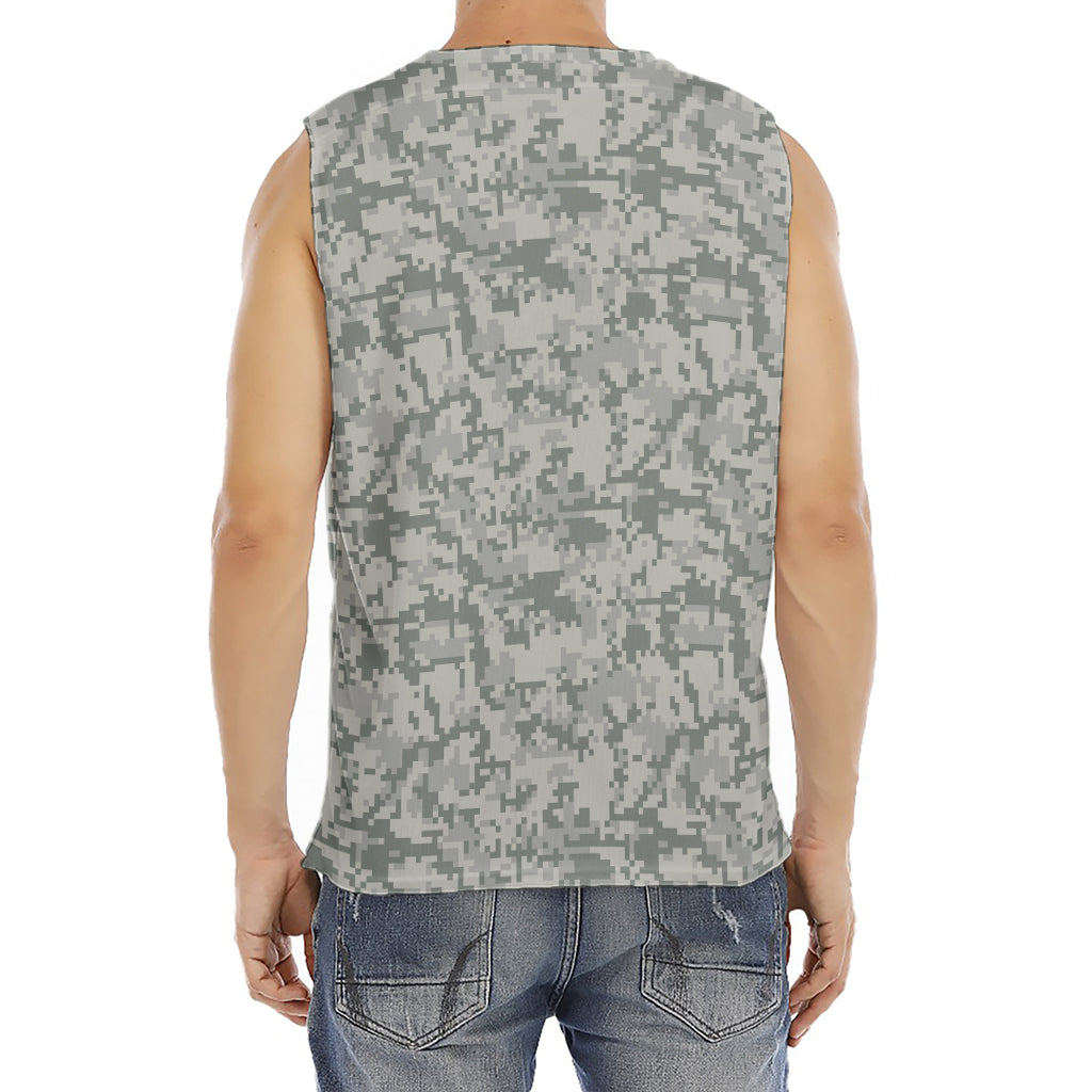 Tan Digital Camo Pattern Print Men's Fitness Tank Top