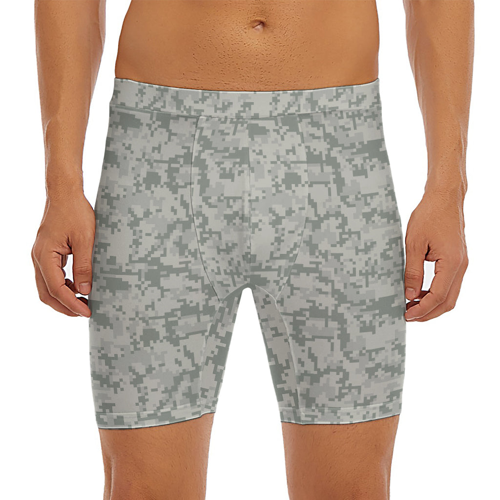 Tan Digital Camo Pattern Print Men's Long Boxer Briefs