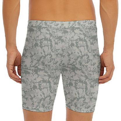 Tan Digital Camo Pattern Print Men's Long Boxer Briefs