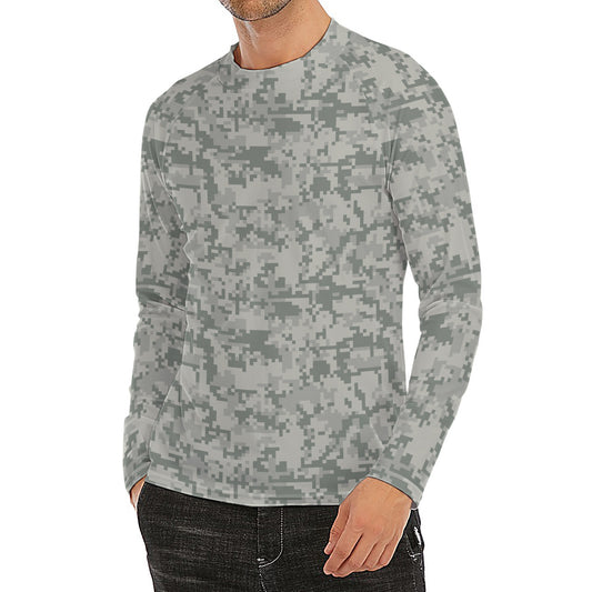 Tan Digital Camo Pattern Print Men's Long Sleeve Rash Guard