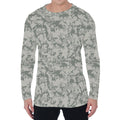 Tan Digital Camo Pattern Print Men's Long Sleeve T-Shirt