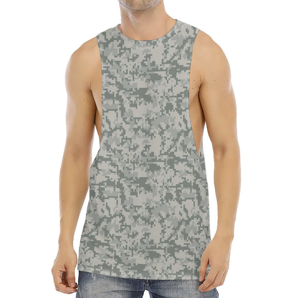 Tan Digital Camo Pattern Print Men's Muscle Tank Top