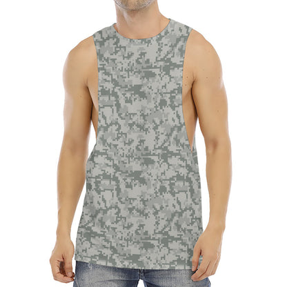 Tan Digital Camo Pattern Print Men's Muscle Tank Top