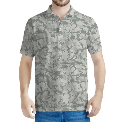 Tan Digital Camo Pattern Print Men's Polo Shirt