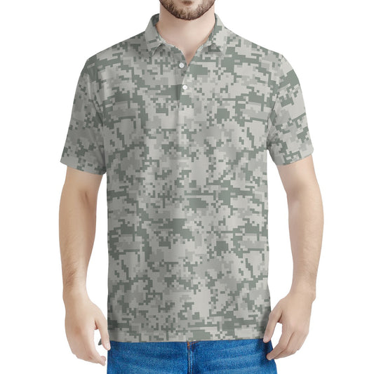 Tan Digital Camo Pattern Print Men's Polo Shirt