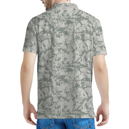 Tan Digital Camo Pattern Print Men's Polo Shirt