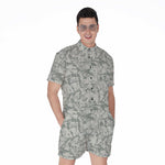 Tan Digital Camo Pattern Print Men's Rompers