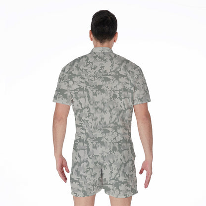 Tan Digital Camo Pattern Print Men's Rompers