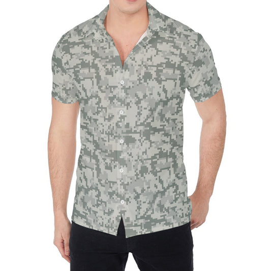 Tan Digital Camo Pattern Print Men's Shirt