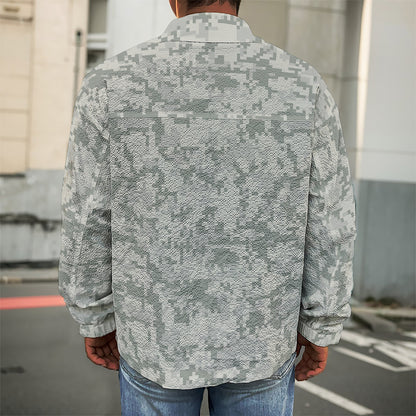 Tan Digital Camo Pattern Print Men's Shirt Jacket