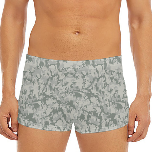 Tan Digital Camo Pattern Print Men's Short Boxer Briefs