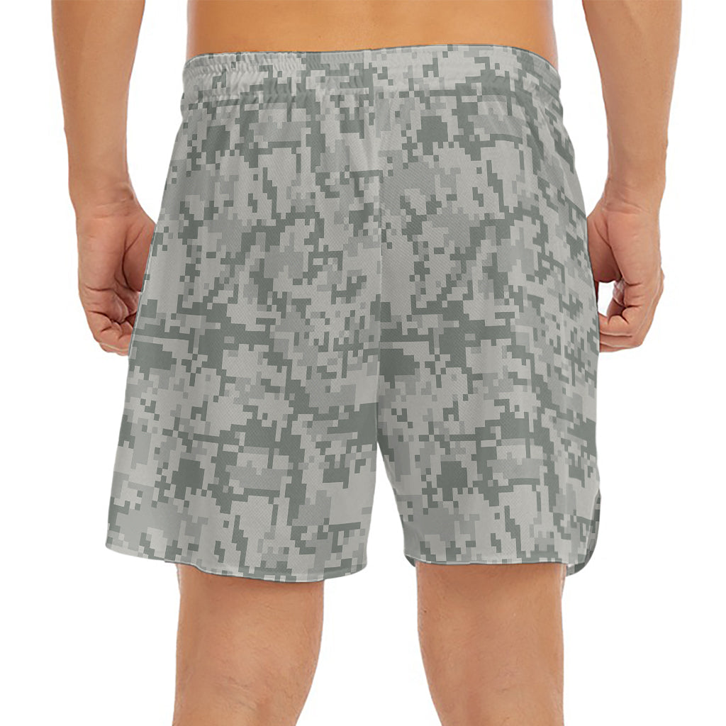 Tan Digital Camo Pattern Print Men's Split Running Shorts