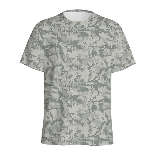 Tan Digital Camo Pattern Print Men's Sports T-Shirt