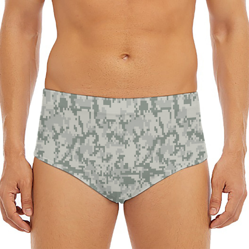Tan Digital Camo Pattern Print Men's Triangle Swim Briefs