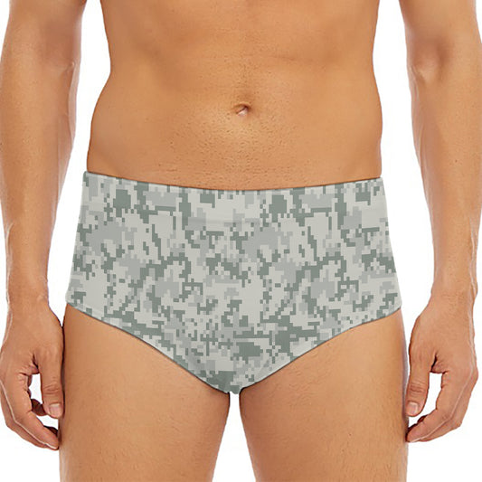 Tan Digital Camo Pattern Print Men's Triangle Swim Briefs