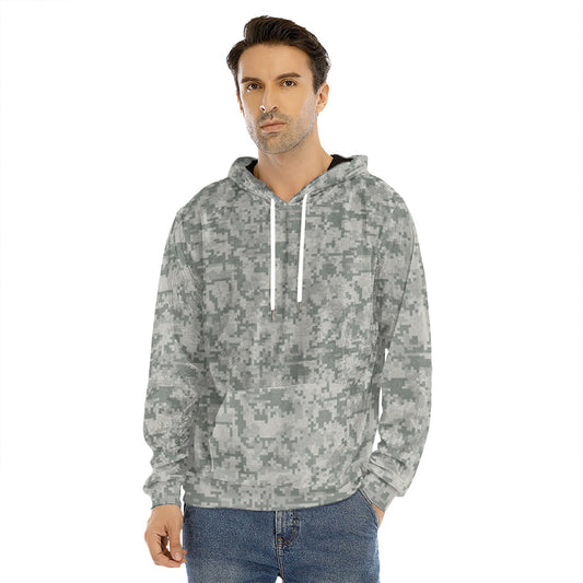 Tan Digital Camo Pattern Print Men's Velvet Pullover Hoodie