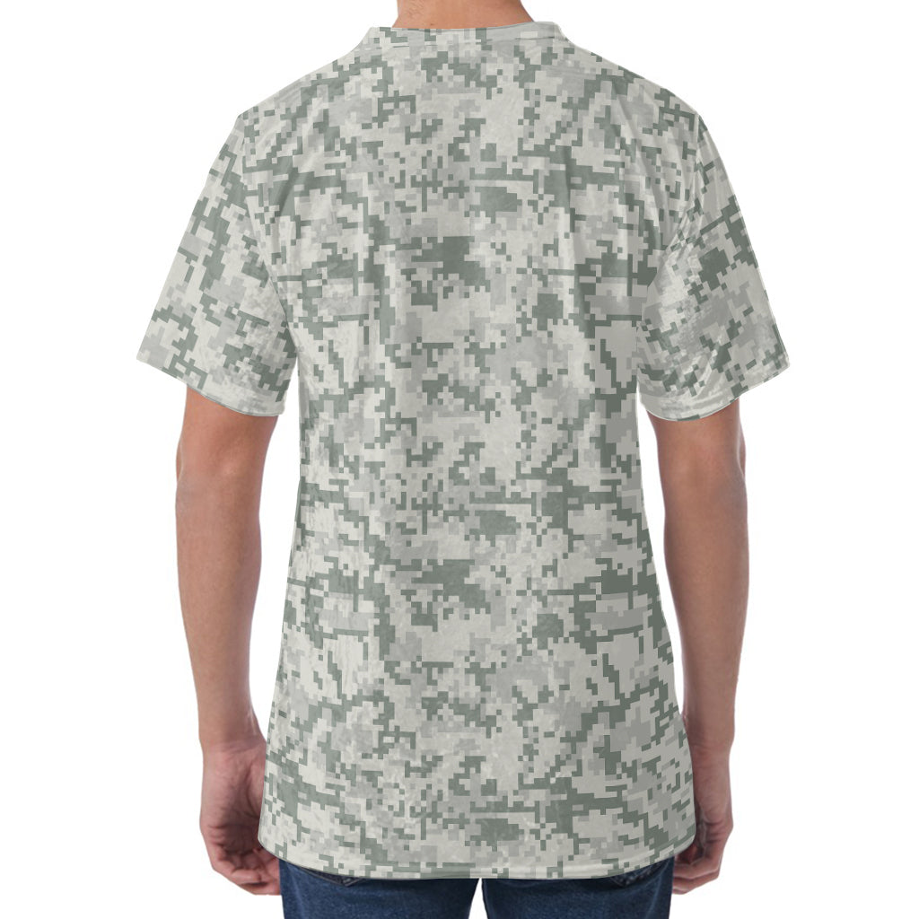 Tan Digital Camo Pattern Print Men's Velvet T-Shirt