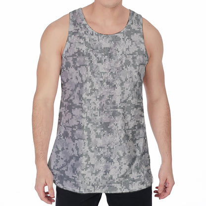 Tan Digital Camo Pattern Print Men's Velvet Tank Top