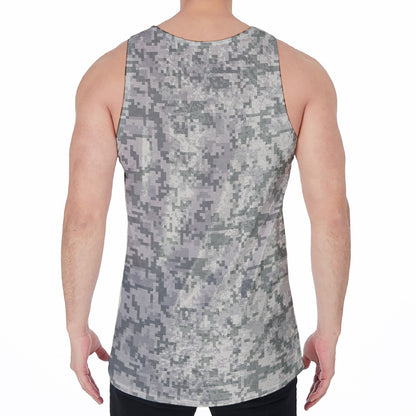 Tan Digital Camo Pattern Print Men's Velvet Tank Top
