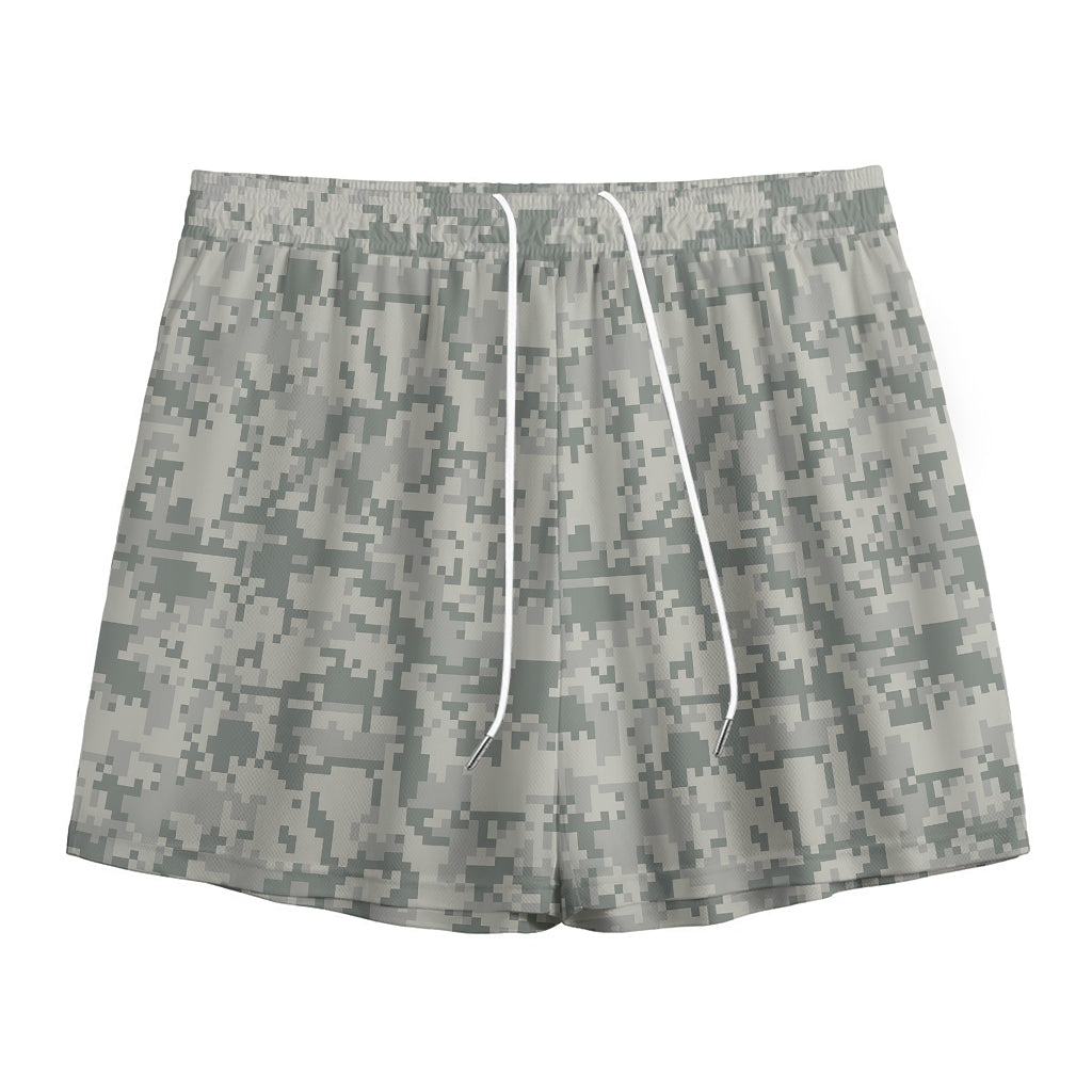 Tan Digital Camo Pattern Print Mesh Shorts