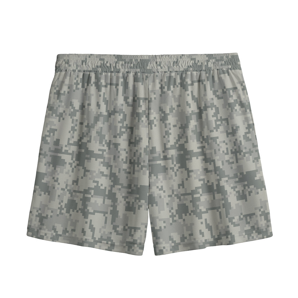 Tan Digital Camo Pattern Print Mesh Shorts