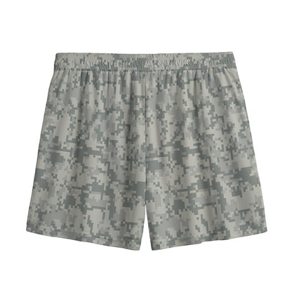 Tan Digital Camo Pattern Print Mesh Shorts