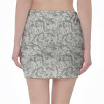 Tan Digital Camo Pattern Print Pencil Mini Skirt