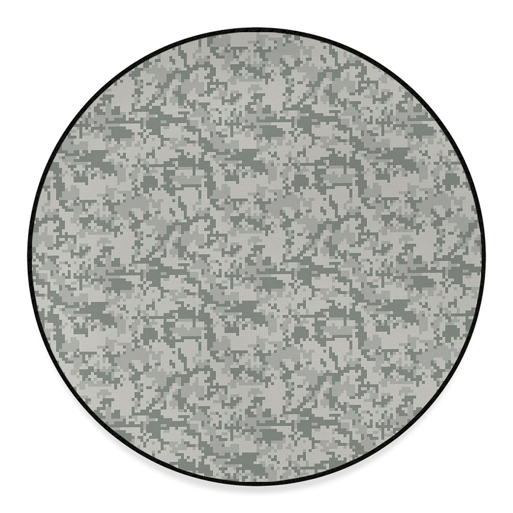Tan Digital Camo Pattern Print Round Floor Mat
