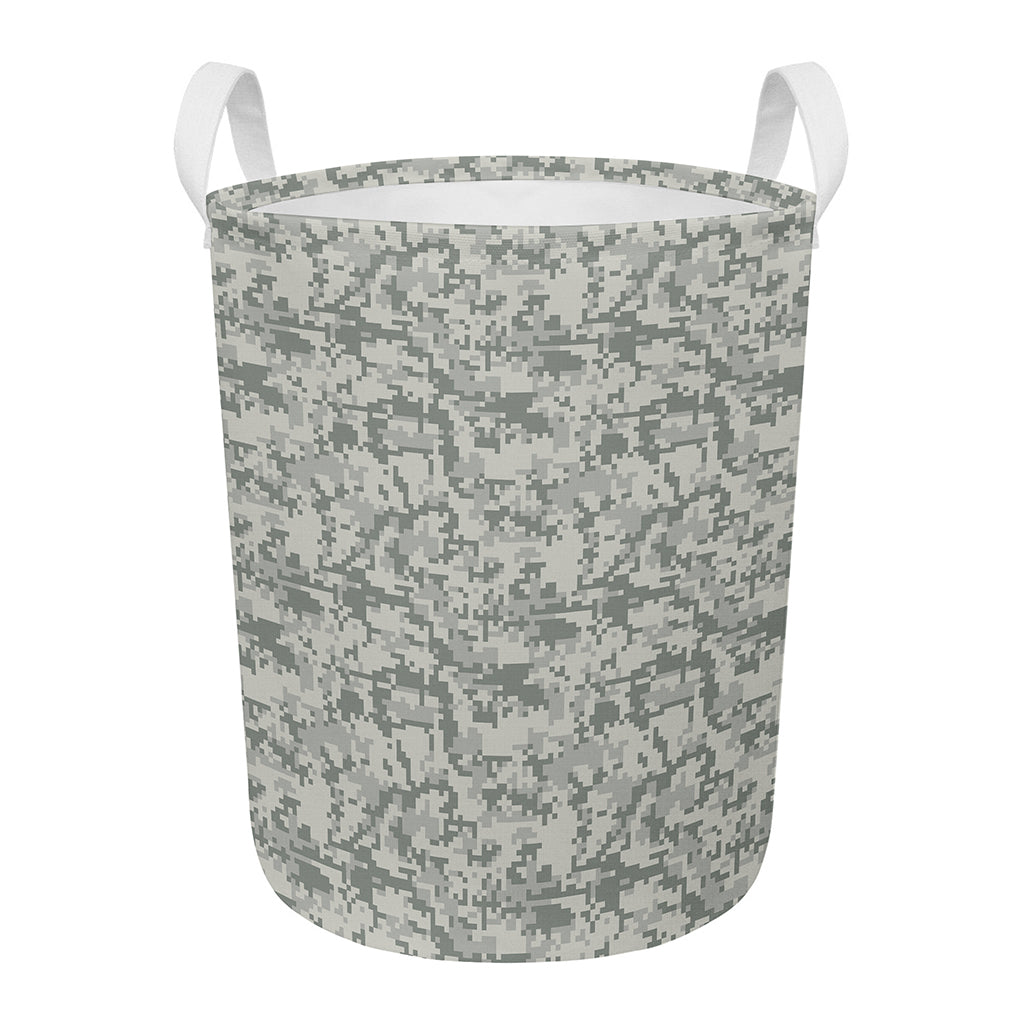 Tan Digital Camo Pattern Print Round Laundry Basket