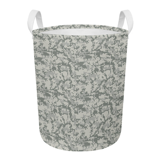 Tan Digital Camo Pattern Print Round Laundry Basket