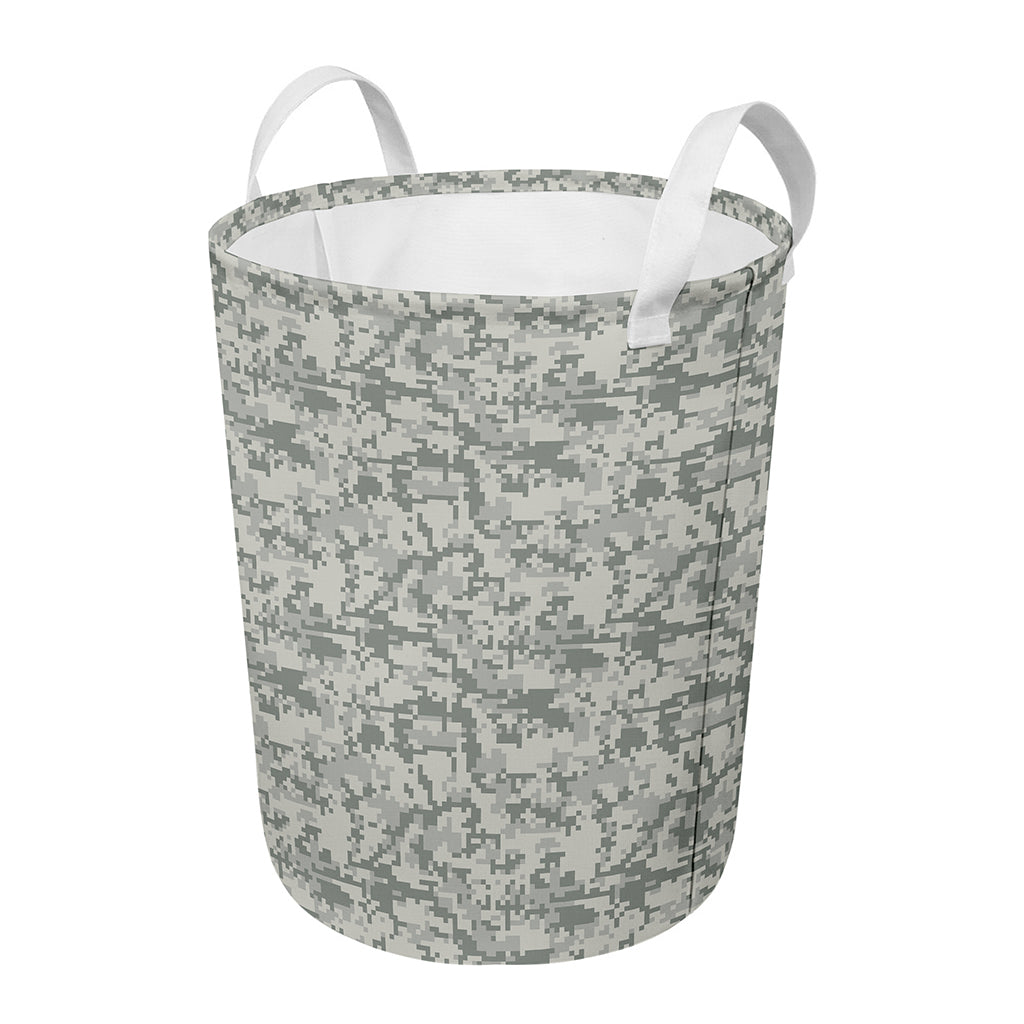 Tan Digital Camo Pattern Print Round Laundry Basket