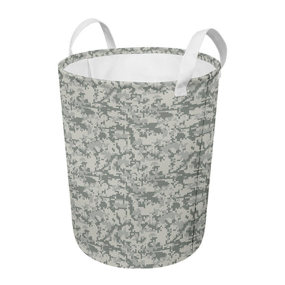Tan Digital Camo Pattern Print Round Laundry Basket