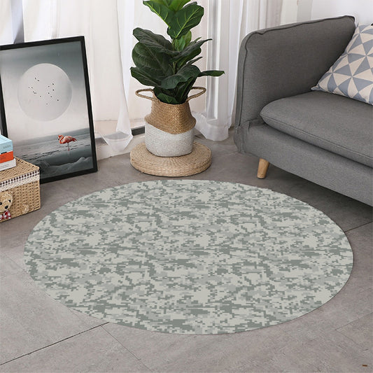 Tan Digital Camo Pattern Print Round Rug