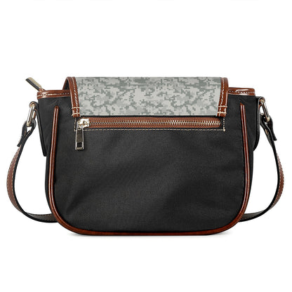 Tan Digital Camo Pattern Print Saddle Bag
